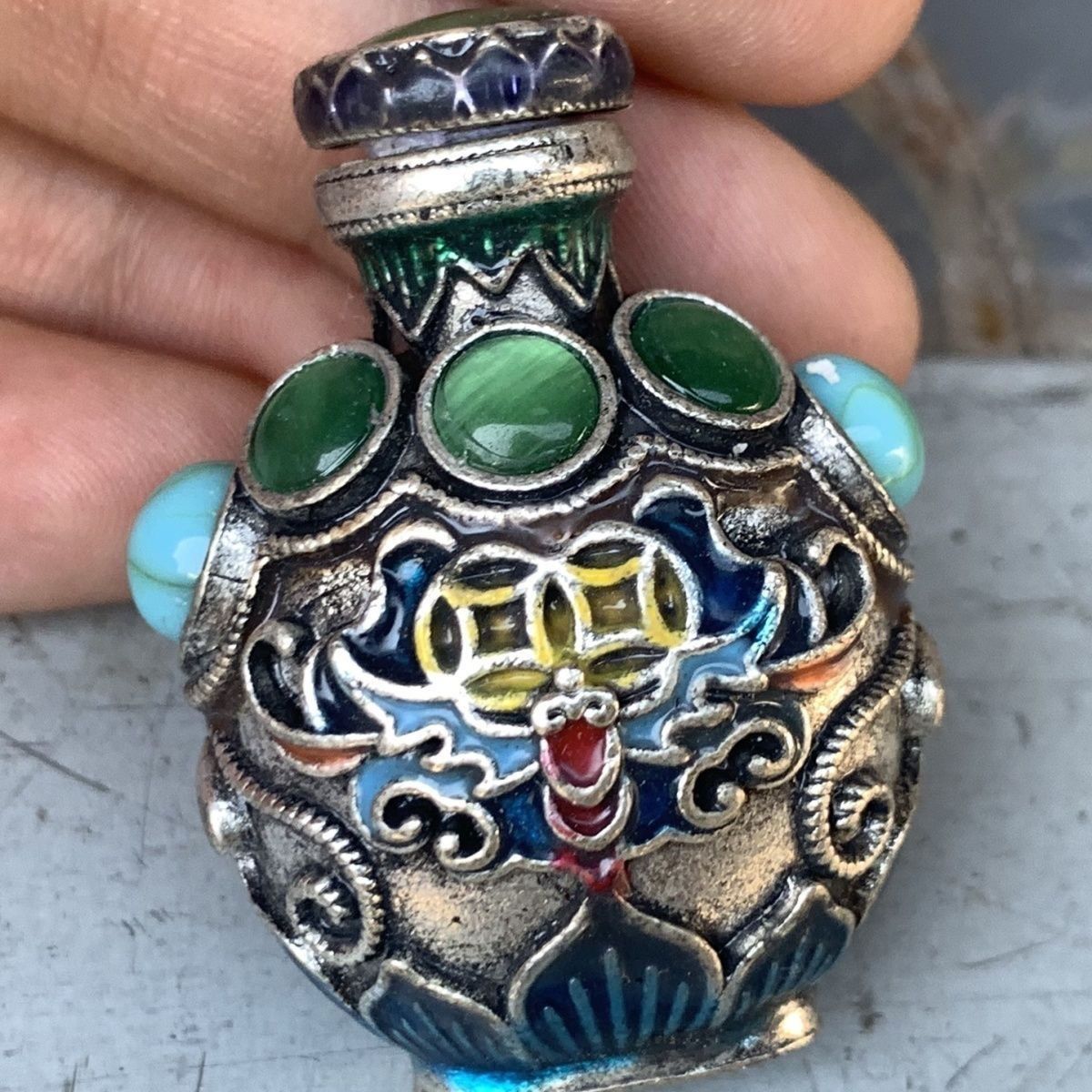 Vintage Collectible Bottles - Frasco de Snuff Vintage Cloisonné em