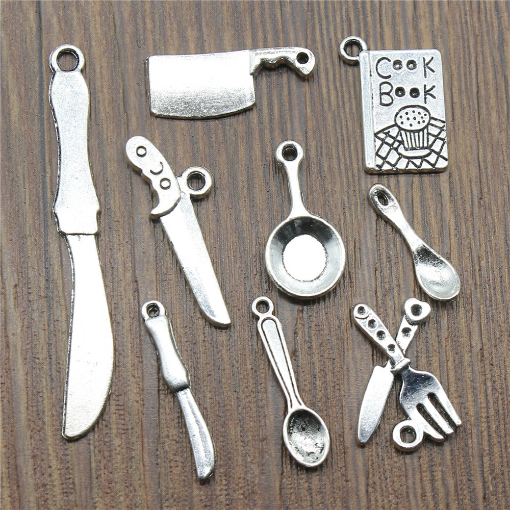 Vintage Collectible Spoons - 20 pçs encantos de utensílios de